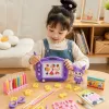 Children's learning stationery set, purple multi-functional drawing board, abacus, number block, pencil, cartoon doll, storage box combination products details Picture